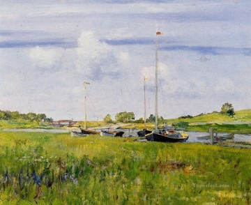 William Merritt Chase Painting - At the Boat Landing William Merritt Chase